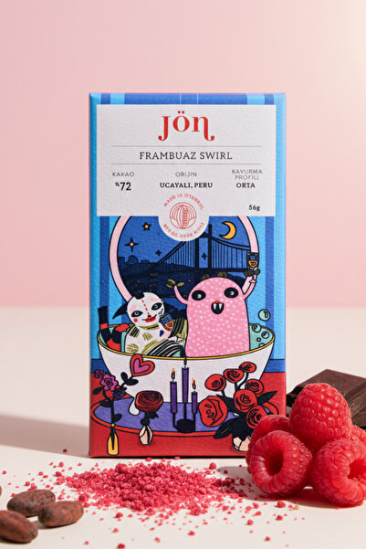 jön Sevgililer Günü Özel Frambuaz Swirl Premium Çikolata, %72 Kakao, Peru, Or...