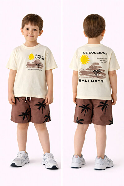 JELİBOOM Kısa Kollu Şortlu Yazlık Alt Üst Takım Baskılı Desenli T-shirt Şort ...