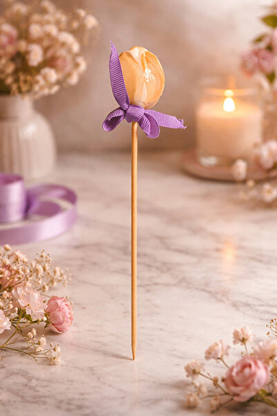 esdekor Ceramic Rose Wood Strappy Decorative Stick Flower 25 cm 1 Piece Natur...
