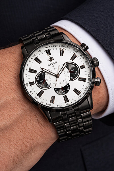 S.POLO ساعة يد رياضية جديدة للرجال باللون الأسود مع سوار هدية لعيد الأب هدية ...
