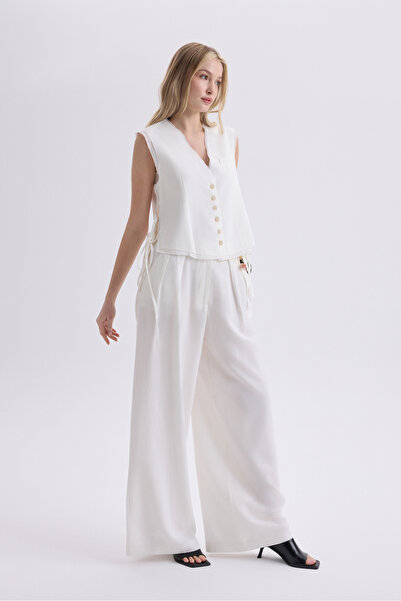 BOHEMAİ Shonas Lace Detail Ecru Vest Trousers Set