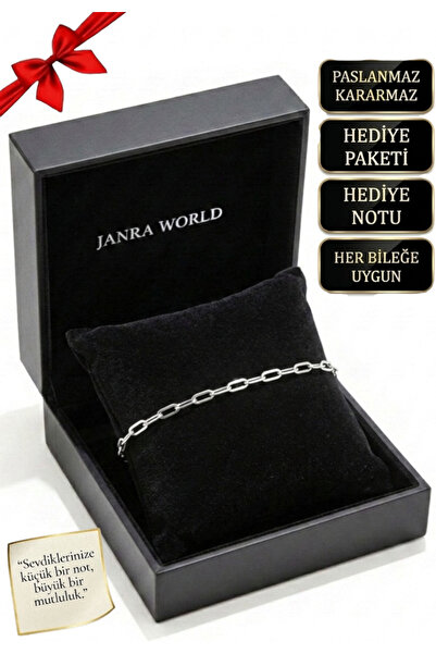 JANRA WORLD سوار من الفولاذ المقاوم للصدأ للجنسين، لا يفقد لونه، لون فضي، مع ...