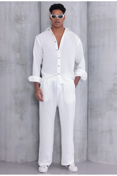 Butik Oversized Good Quality Linen Sets Shirts+ Linen Pants