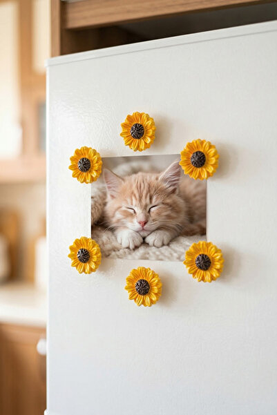 melora 6 adet Ayçiçeği Magnet Seti,ayçiçek temalı Buzdolabı Süsü