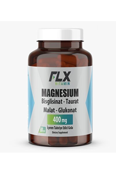 FLX 90 Tablet Magnezyum Glisinat Bisglisinat Malat Taurat Glukonat Magnesium Elementleri 400 Mg