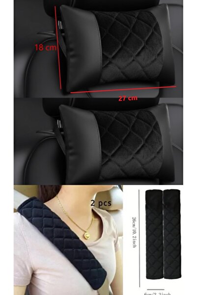 AYAZGRUP 2'Li Emniyet Kemer kılıfı & 2'Li Lüks Oto Boyun Yastığı İthal Ürün E...