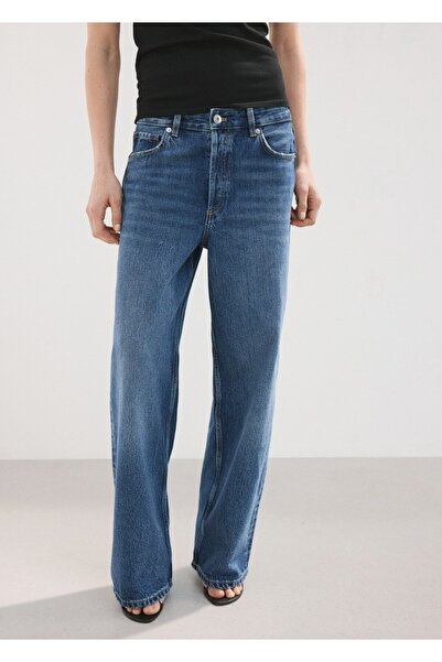 MANGO Woman Düz kesim düşük bel jean