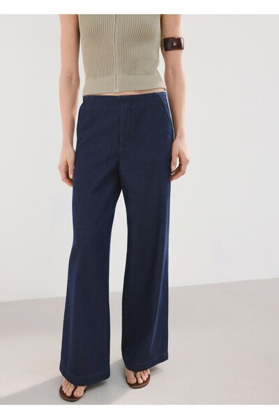 MANGO Woman Orta bel wide leg jean pantolon