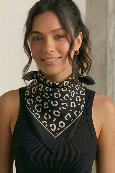 PETEK AKSESUAR Leopard Printed Pack Satin P Cotton U Bandana