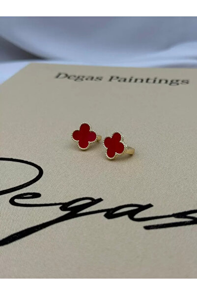 Luseda Kararmaz Vip Red Flower Figured Women's Earrings