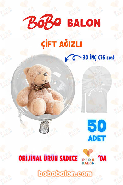 Blur Home BOBO Balon Çift Ağızlı 30 İnç (76 cm) Dev Şeffaf Esnek (50'li Paket...