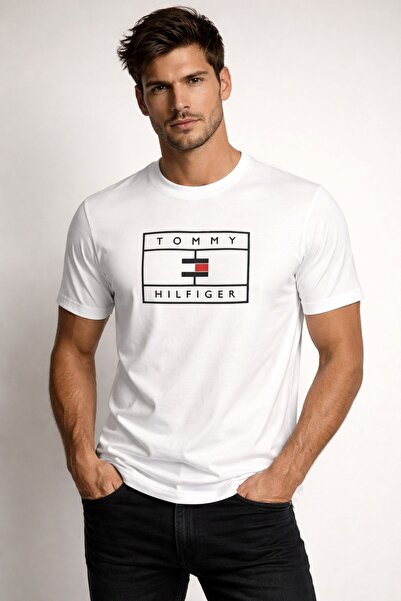 Tommy Hilfiger Regular Cut Cotton Tonal Logo Cotton Men's T-Shirt