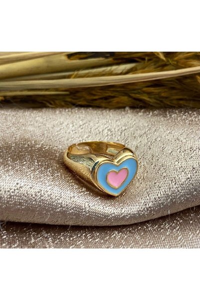 Markiz Takı Adjustable Blue Pink Heart Collar Model