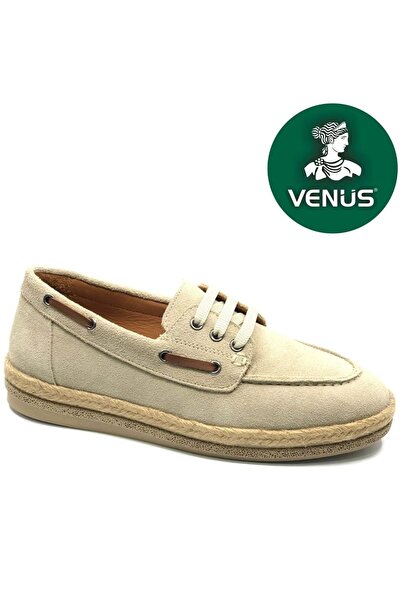 Venüs Viritans Genuine Leather Orthopedic Oxford Women's Classic Shoes Beige