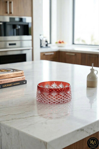 Kristal Market حامل فواكه مصنوع يدويًا من الكريستال المقطوع بنمط شرابة