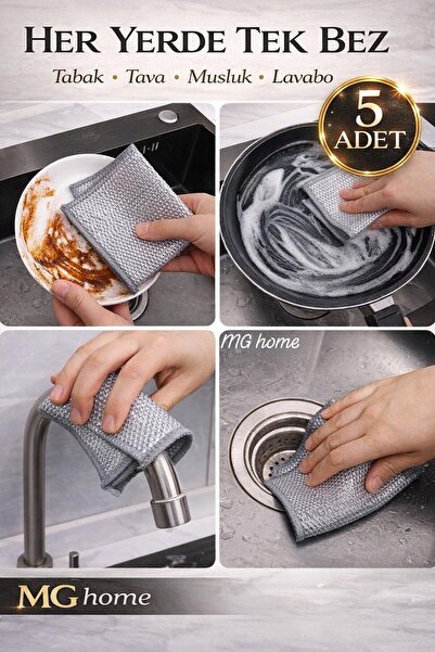 VENON 5 Adet 🦋 ÇİFT KAT 🦋Çizmez Tel Bulaşık Bezi Bulaşık Tel Ovalama Bezi Ç...