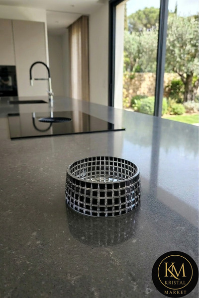 Kristal Market حامل عرض كريستالي فاخر بنمط لويس مصنوع يدويًا