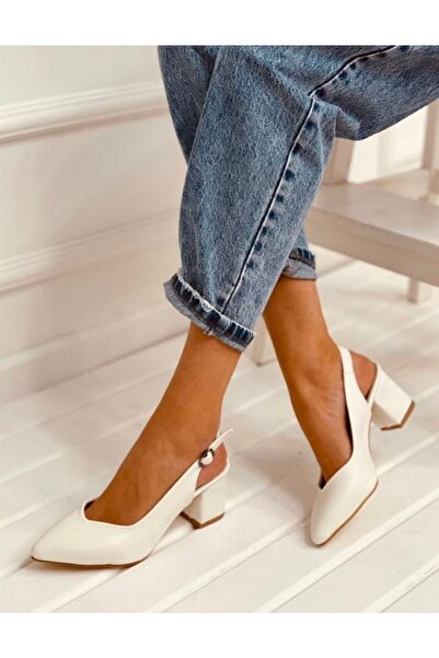 Demashoes Pantofi cu toc de damă albi