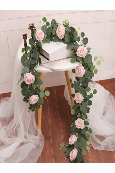 ROVERIM Ghirlandă cu Flori Artificiale, 180 cm, 7 Trandafiri Roz, Decor Eveni...