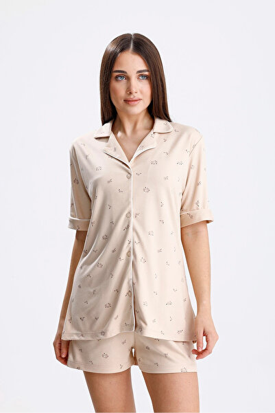 Espuar 768 Κλασικό γυναικείο πουκάμισο με λουλούδια με κουμπιά χτενισμένο βαμ...