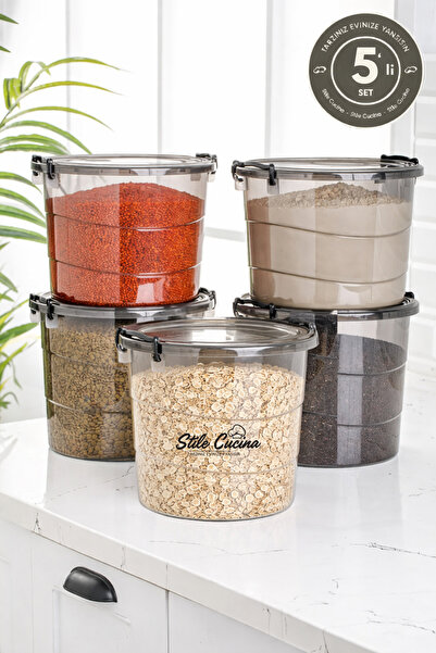 Stile Cucina حاوية دائرية متعددة الاستخدامات من ميجا بوي، مكونة من 5 قطع، صند...