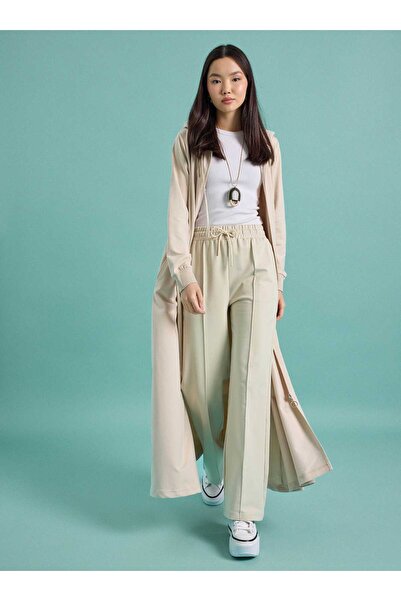 Benin Pantaloni de sport cu cusătură în față și talie cu șnur - Culoare Tas -