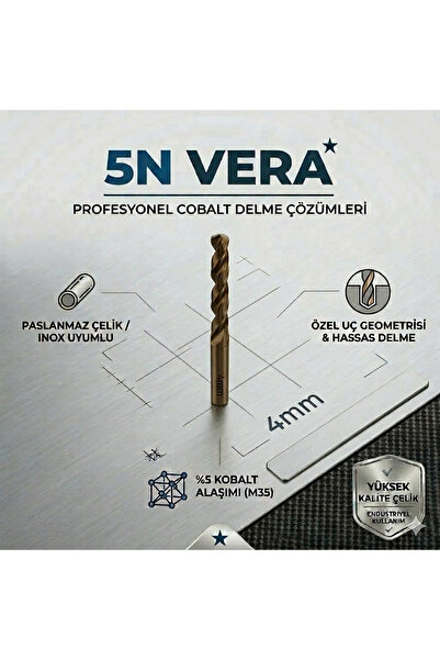 TITEX HSS Co M35 Matkap Ucu 4 mm İnox Kobalt Paslanmaz Çelik Delme