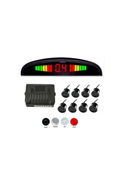 Xenon Bright Senzori de parcare față și spate cu 8 senzori și afișaj LED, negri