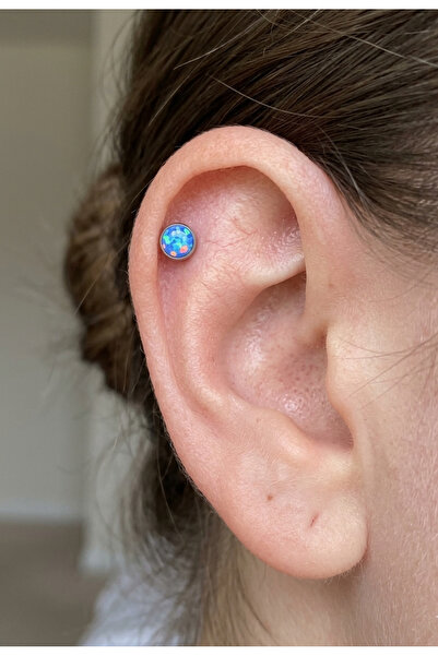 kurukafagift Cerrahi Çelik Opal Taşlı Helix Kıkırdak Tragus Rook Conch Lobe 8 mm