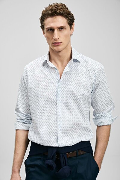 Lufian 111010666 Chrıs Men's Basic Shirt Regular Fit Men's Shirt Blue