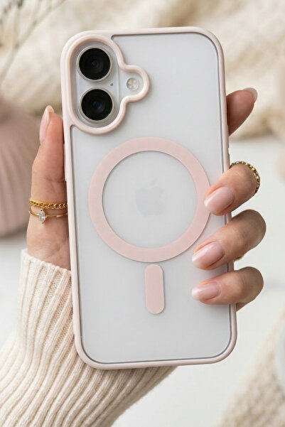 KVK PRİVACY iPhone 17 MagSafe Uyumlu Pembe Şeffaf Telefon Kılıfı Darbe Emici ...