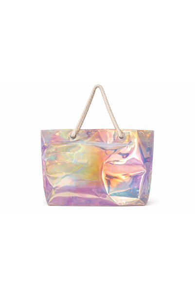 AQUATOLIA Kadın Hologram- Su Geçirmez -fermuarlı -şeffaf Plaj Çantası- 45*35 ...