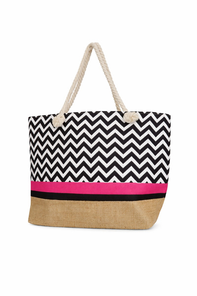 AQUATOLIA Women's Black Zigzag - Zippered - 50*35 Cm - Beach Bag