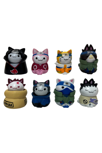 BANDAI مجموعة من 8 قطع، 5 سم، مجسمات شخصيات أنمي ناروتو، شخصيات صغيرة لطيفة ل...