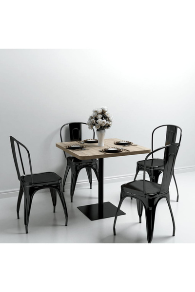 Concept Masă bistro, MDF și oțel, pătrată, 80x80x75 cm, culoare stejar