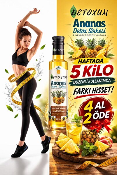 Detoxum Zayıflamak kilo vermeye yardımcı tok tutma Ananas Detox Sirke Prebiyo...