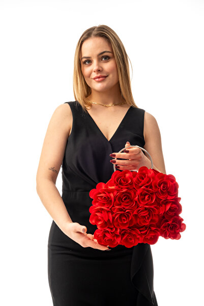 GUSTELLO روزاليا |   فستان سهرة بتصميم زهور من القماش D بمقبض باللون الفضي ال...