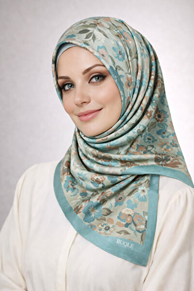 mim eşarp Σατέν κασκόλ Buqle Jan Jan με μοτίβο λουλουδιών - 100x100 cm