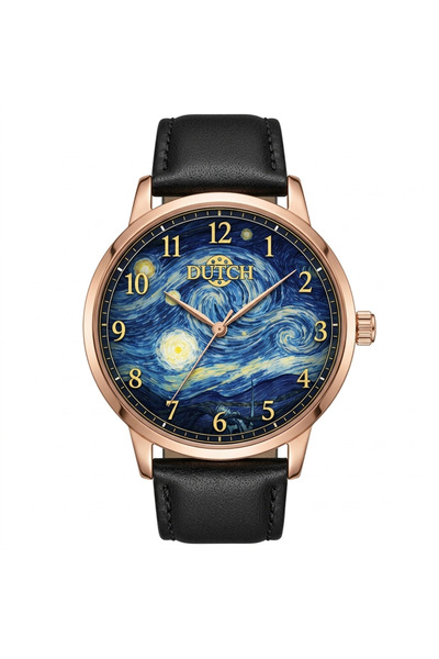 DUTCH STORE Starry Night Watch – Artistic style with a brass bezel and comfor...