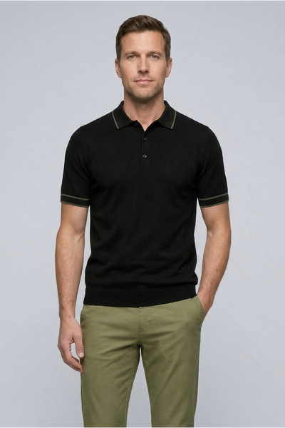 Kiğılı Regular Fit Striped Detail Polo Neck Knitwear T-Shirt