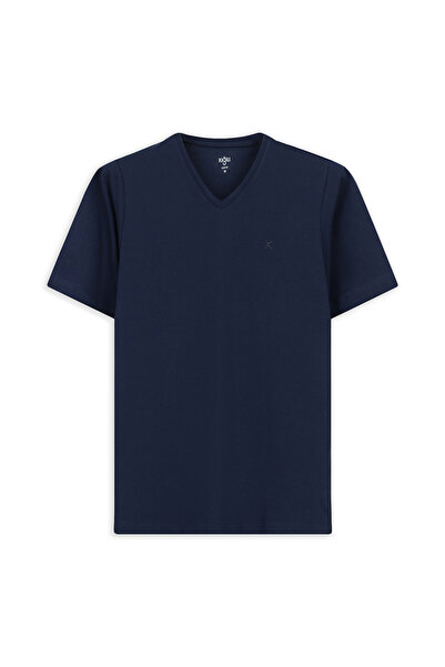 Kiğılı Tricou cu decolteu în V slim fit Slim croială Single Jersey Bumbac basic