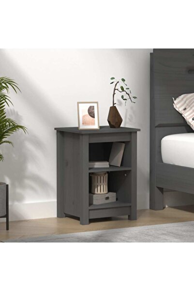 Concept Noptieră, gri, 40x35x55 cm, lemn masiv de pin