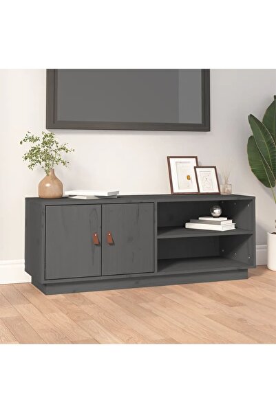 Concept Comodă TV, gri, 105x34x40 cm, lemn masiv de pin