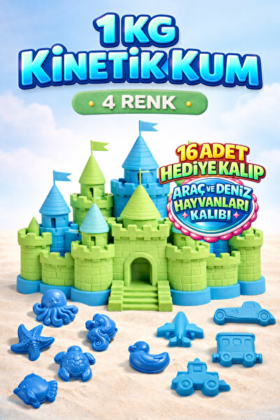 HEROES 1 Kg Kinetik Kum Seti - 4 Renk (4x250gr) Kalıp Hediyeli Eğitici Akışka...