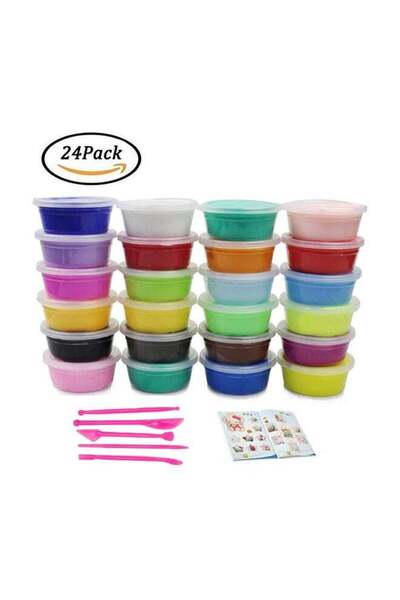 Yelajoy 24-Piece Colorful Fluffy Slime & Soft Clay DIY Modeling Set for Kids,...
