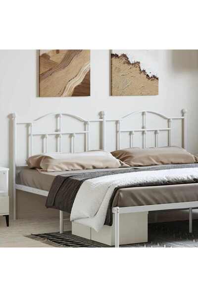 Concept Tăblie de pat metalică, alb, 193 cm