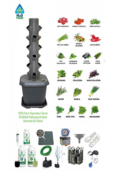 Genel Markalar Hidroponik Dikey Tarım - Topraksız Tarım Kule Sistemi Seti-18 ...