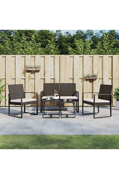 Concept Set mobilier de grădină cu perne, 5 piese, maro, PP ratan