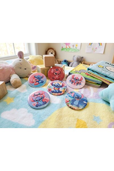 Handmade SET of 6 STICH themed metal badges