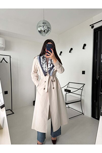 Bade Butik Stone Color Scarf Trench Coat
